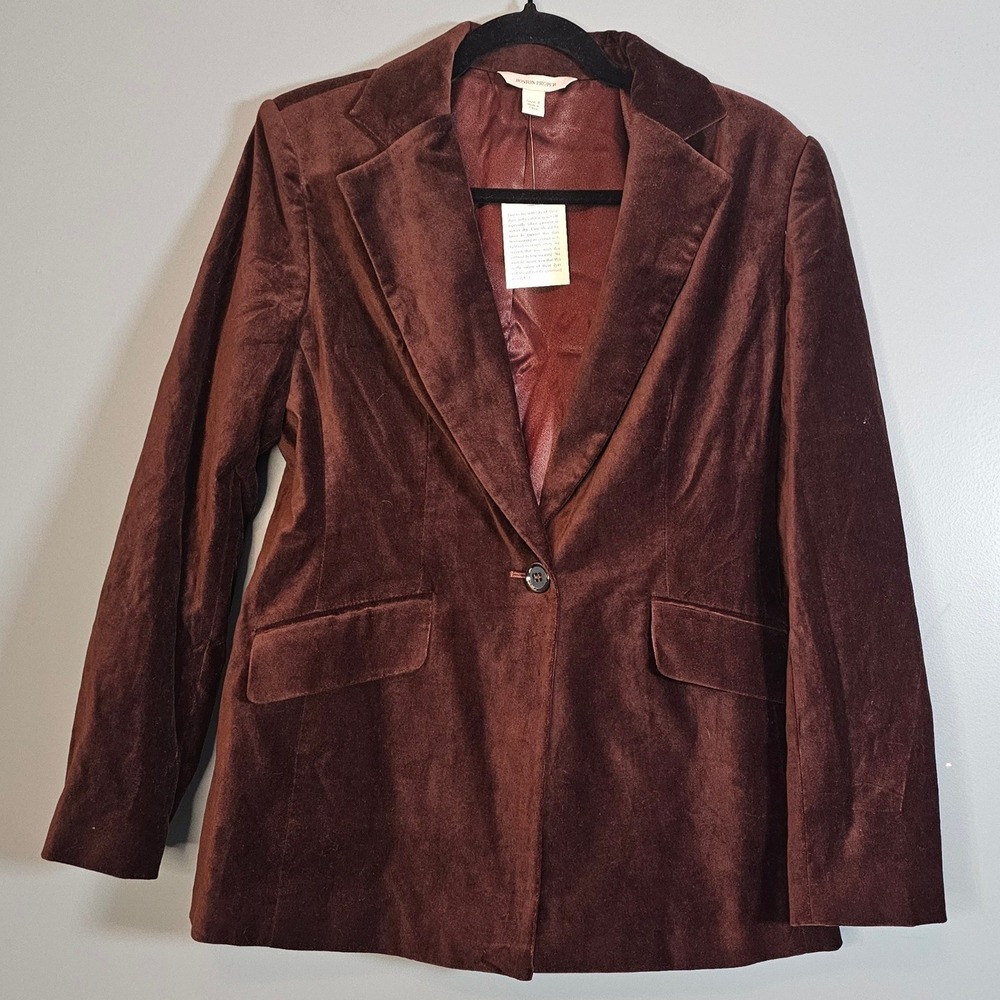 NWT Boston Proper Women's Brown Velour Fitted Tailored Blazer Jacket Size 8